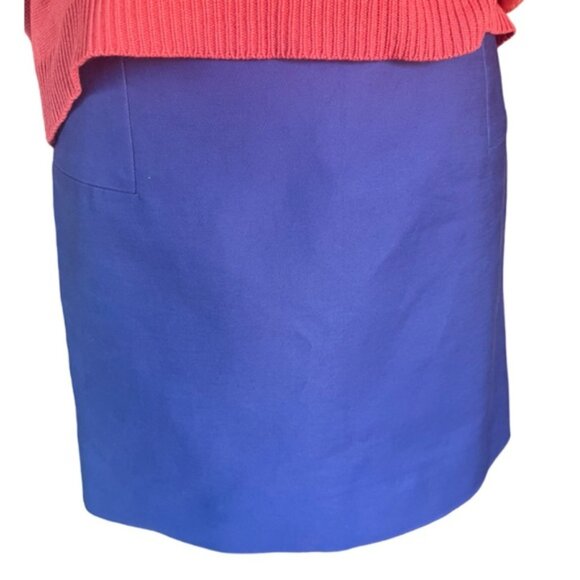 J. Crew Cotton Mini Skirt Sapphire Blue Preppy Office Like New Size 4 - Picture 2 of 8